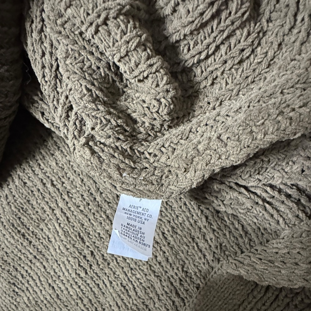 Aerie Olive Green Waffle Knit Sweater - Picture 8 of 8